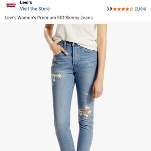 Levi's Women's Distressed Skinny Jeans - Light Blue